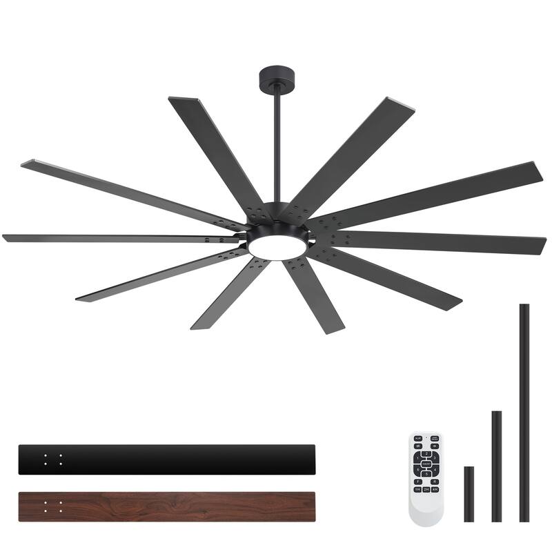 84-Inch Reversible 10-Blade Ceiling Fan with Light Kit and Remote