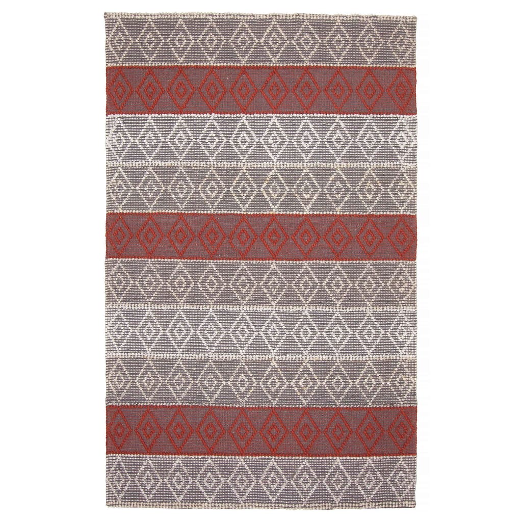 ECARPETGALLERY Braid weave Sienna Grey Wool Rug - 5'0 x 7'10