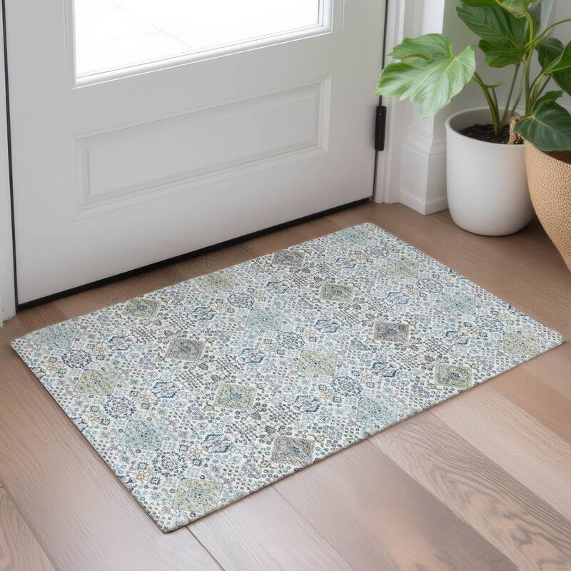 Machine Washable Indoor/ Outdoor Boho Panel Chantille Rug