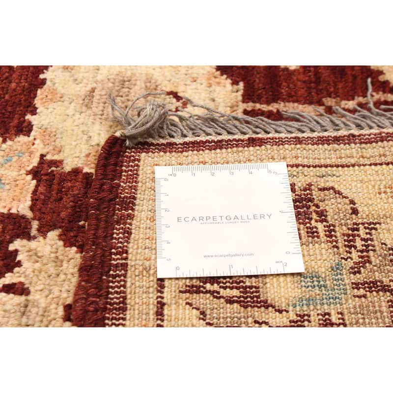 ECARPETGALLERY Hand-knotted Peshawar Ziegler Dark Burgundy Wool Rug - 3'1 x 4'10