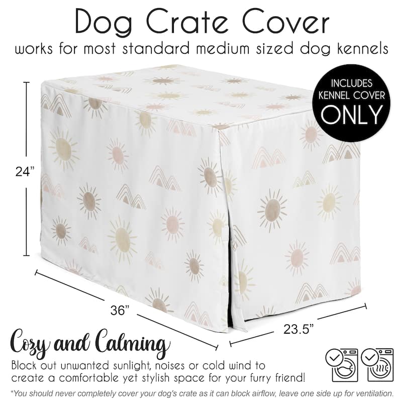Sweet Jojo Designs Blush Pink Mauve Boho Desert Sun Dog Crate Kennel Cover 36in. Taupe Bohemian Watercolor Mountains Southwest