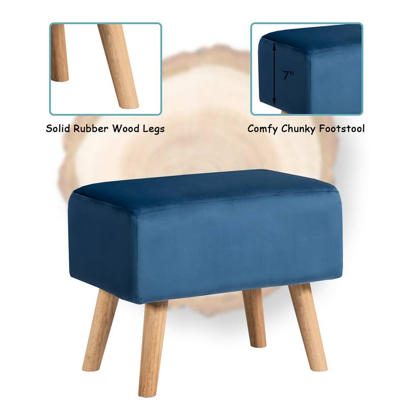 Costway Leisure Chair and Ottoman Thick Padded Velvet Tufted Sofa Set
