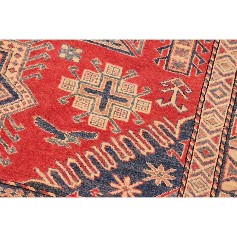 Rustic Super Kazak Cyrus Rust/Tan Hand Knotted Wool Rug - 6'11'' x 9'3''
