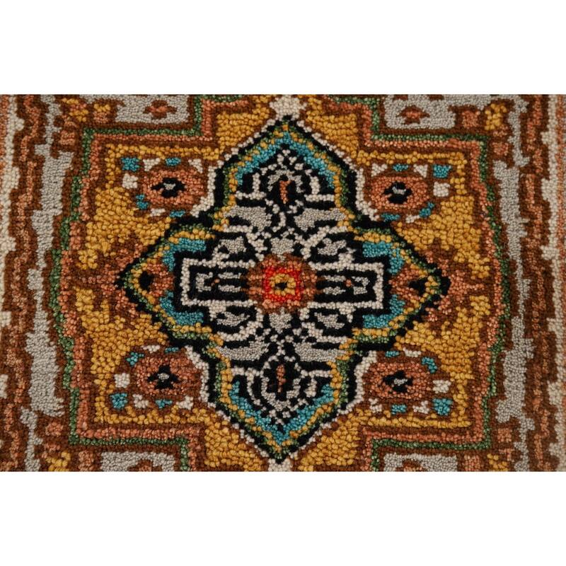 Geometric Heriz Serapi Oriental Accent Rug Handmade Wool Carpet - 2'0" x 3'0"