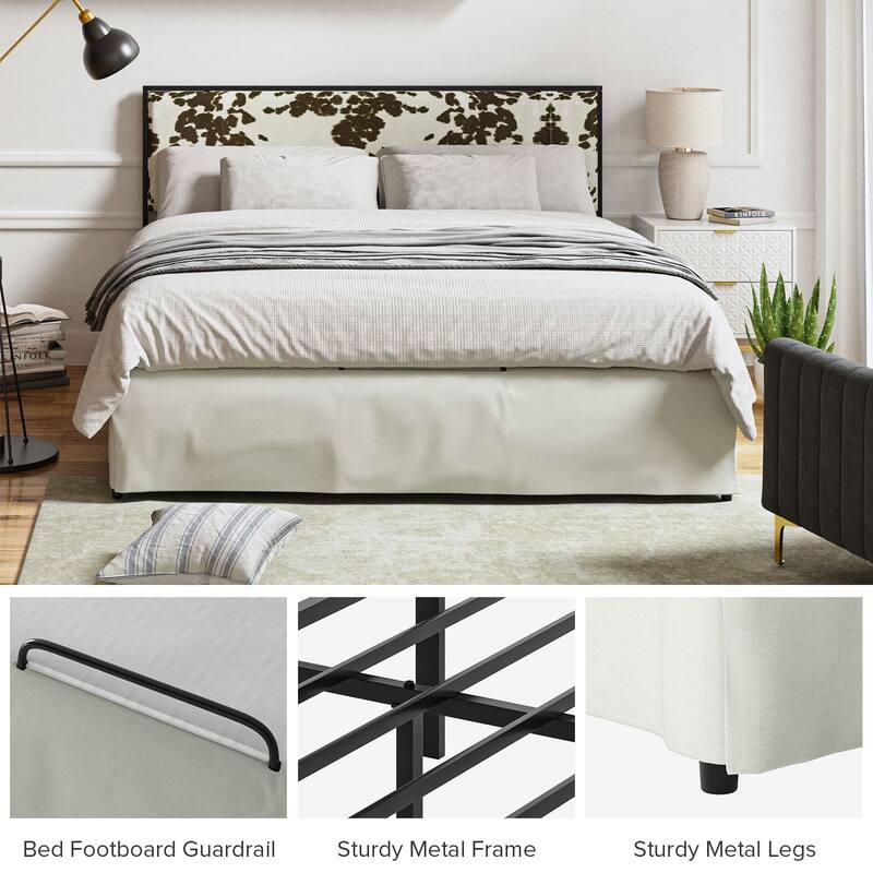 Oliver Modern Washable Slipcover Bed Upholstered Metal by HULALA HOME