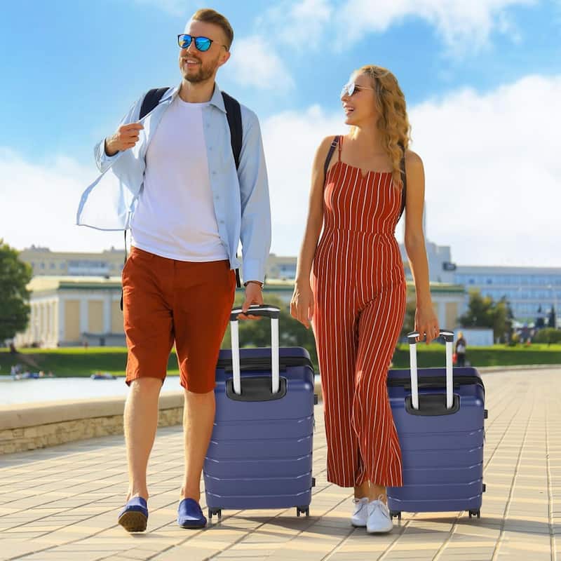 3-Piece Luggage Sets(20/24/28 Inch) , Hard Shell Suitcases with Spinner Wheels, Expandable Lightweight Rolling Suitcase Sets