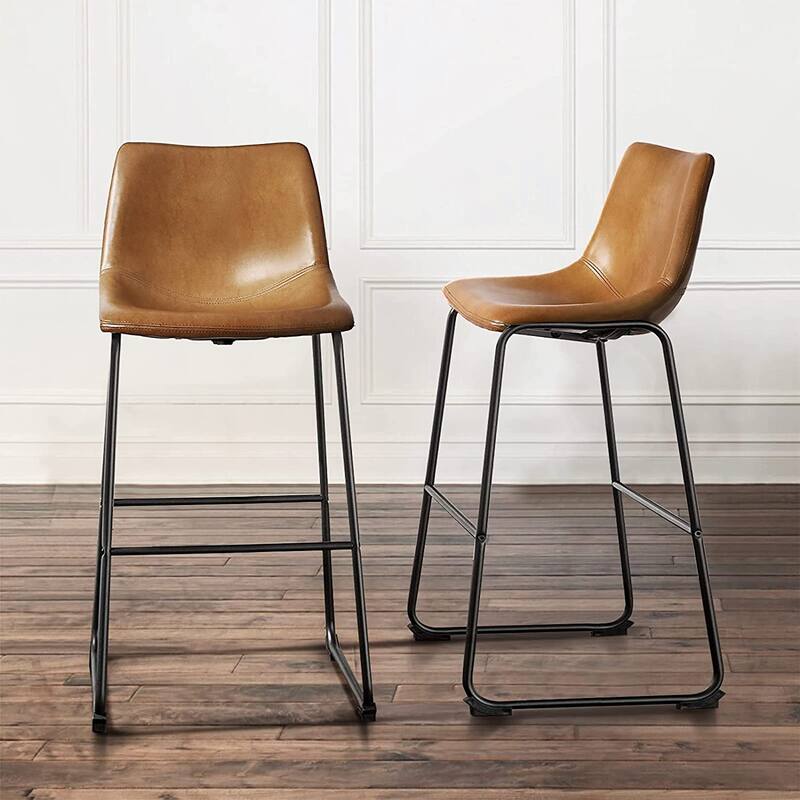BOSSIN Faux Leather Counter Stool Vintage Barstools, 30 Inch, Set of 2