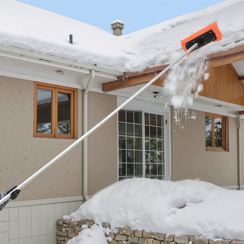 17.7-Inch Foam Blade Roof Snow Rake with Adjustable Aluminum Handle for Easy Snow Removal - 88.58-221.26 x 17.72 x 6.30 in