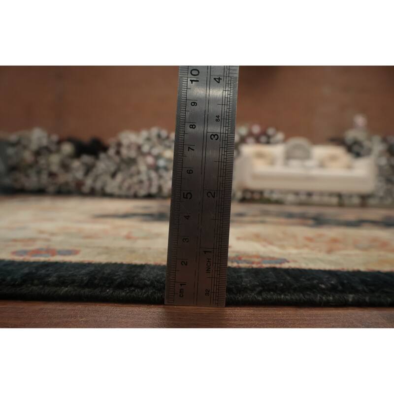 Hand Knotted Oriental 100% Wool Carpet Traditional All-Over Black Peshawar Area Rug - 10' 4'' X 7' 0''