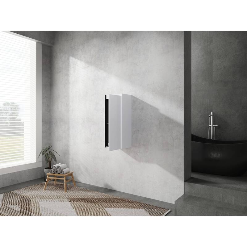 Modern Wall-Mounted Bathroom Side Cabinet with Soft-Close Doors, Floating Design, 6 Storage Compartments, 12-Inch Width