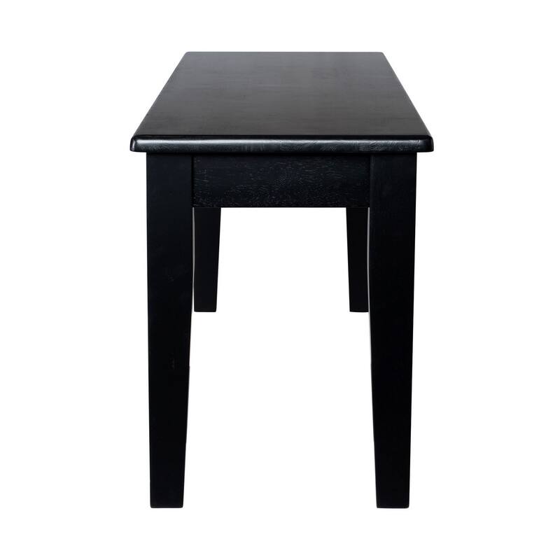 Nova Dining Bench, Shaker Style, High Gloss Black Rubberwood, 44 Inch