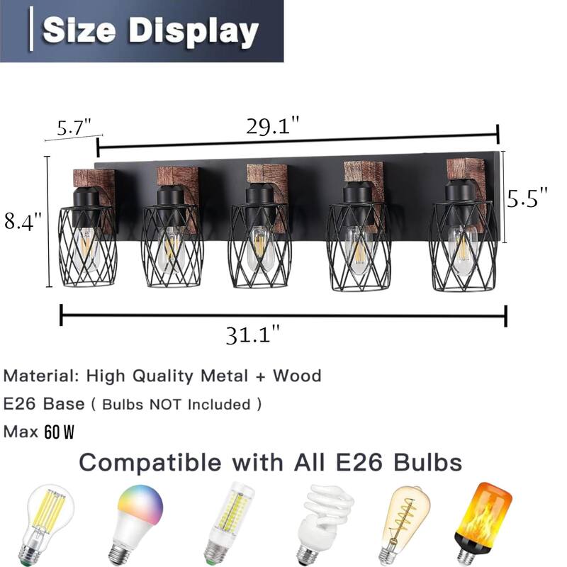 KISRAIS Farmhouse Bathroom Vanity Light with 3/4/5/6/7 Lights for Bathroom, Hallway (Bulb Not Included)