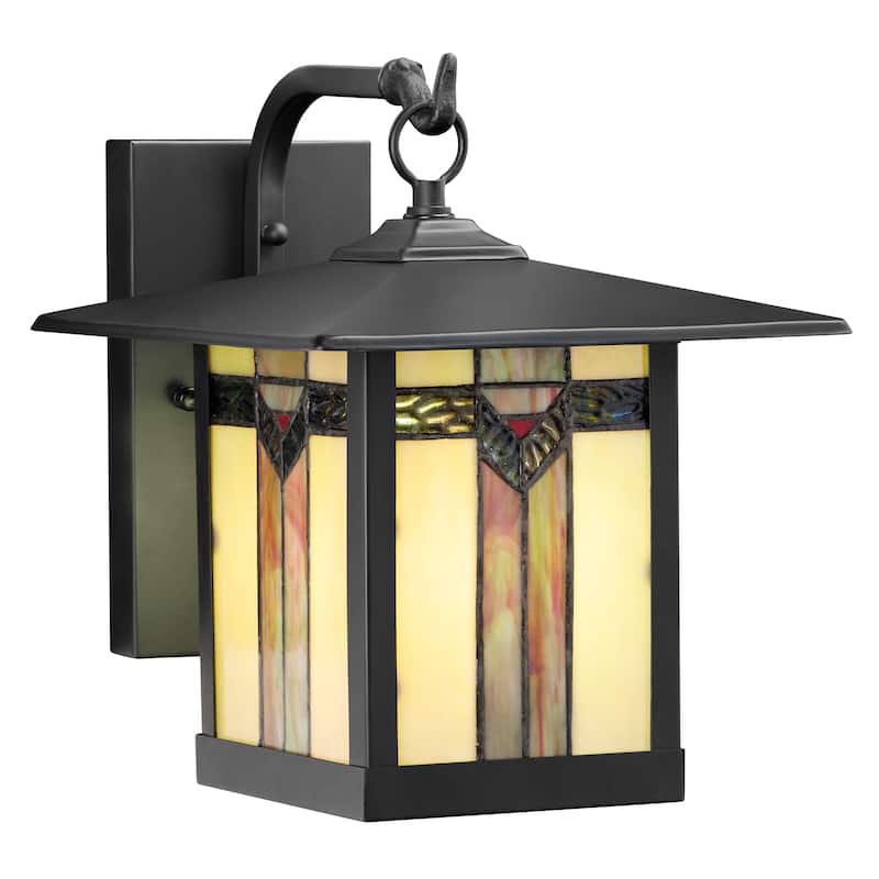 Bawe Ivory and Green Stained Glass Black Light Fixture by Havenside Home - 9x10.75x11.75