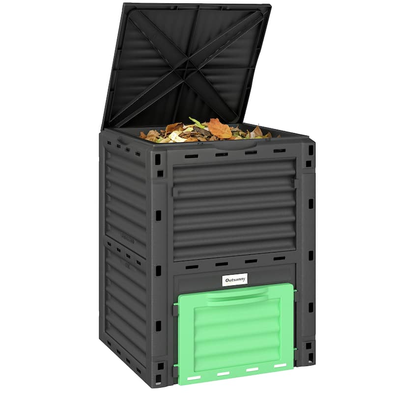 Outsunny Garden Compost Bin 80 Gallon Outdoor Large Capacity Composter Fast Create Fertile Soil Aerating Box
