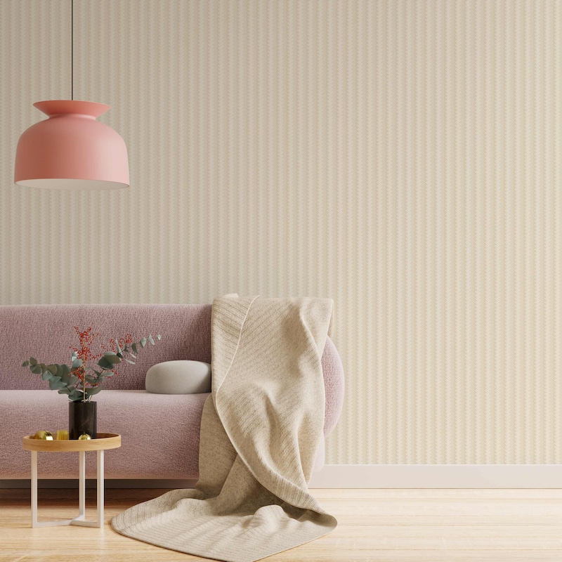 Chevron Basket Weave Timeless Quilted Feel Jute Design Wallpaper