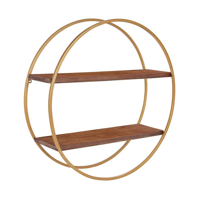 Kate and Laurel Sequoia Round Metal Wall Shelf