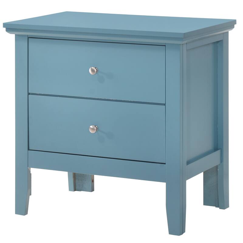 2-Drawer Wooden Nightstand - 24" - Blue