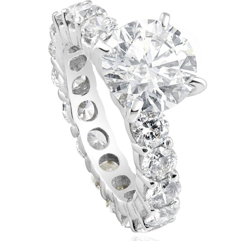 5 1/2Ct TW Round Cut Diamond Eternity Engagement Ring White Gold Lab Grown