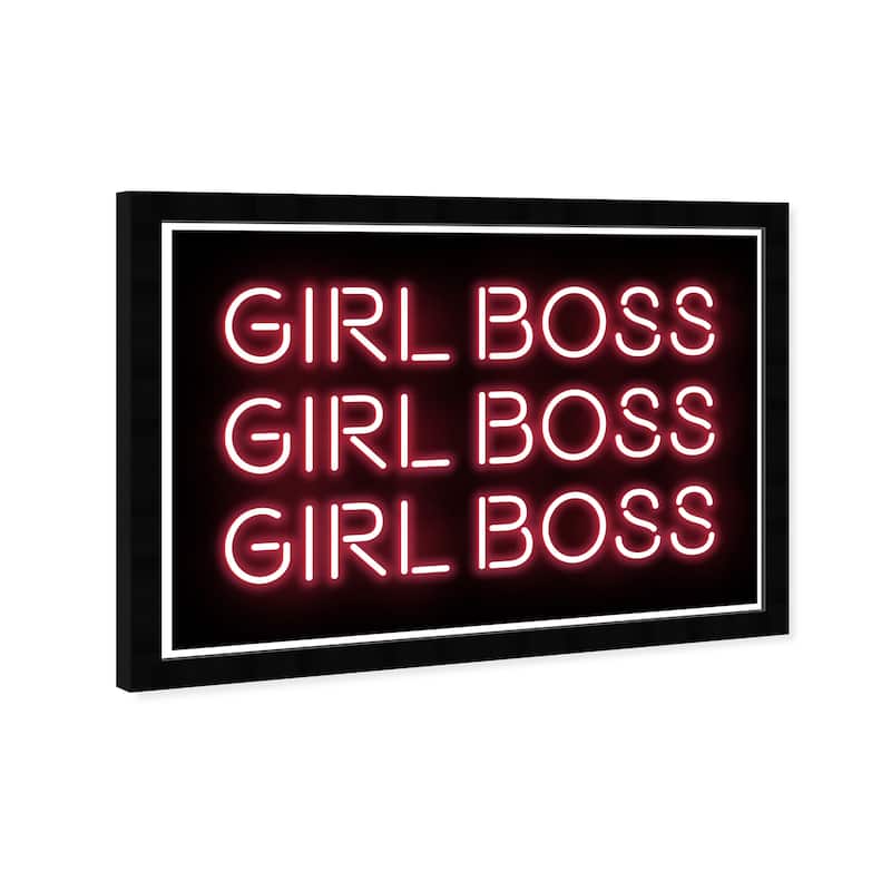 Wynwood Studio 'Girl Boss Neon' Typography and Quotes Pink Wall Art Framed Print