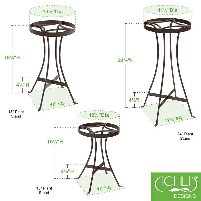 Achla Designs 24.5"H Roman Bronze Powedercoat Finish Wrought Iron Indoor Outdoor Tara Plant Stand - Tall, Patio Garden Accent