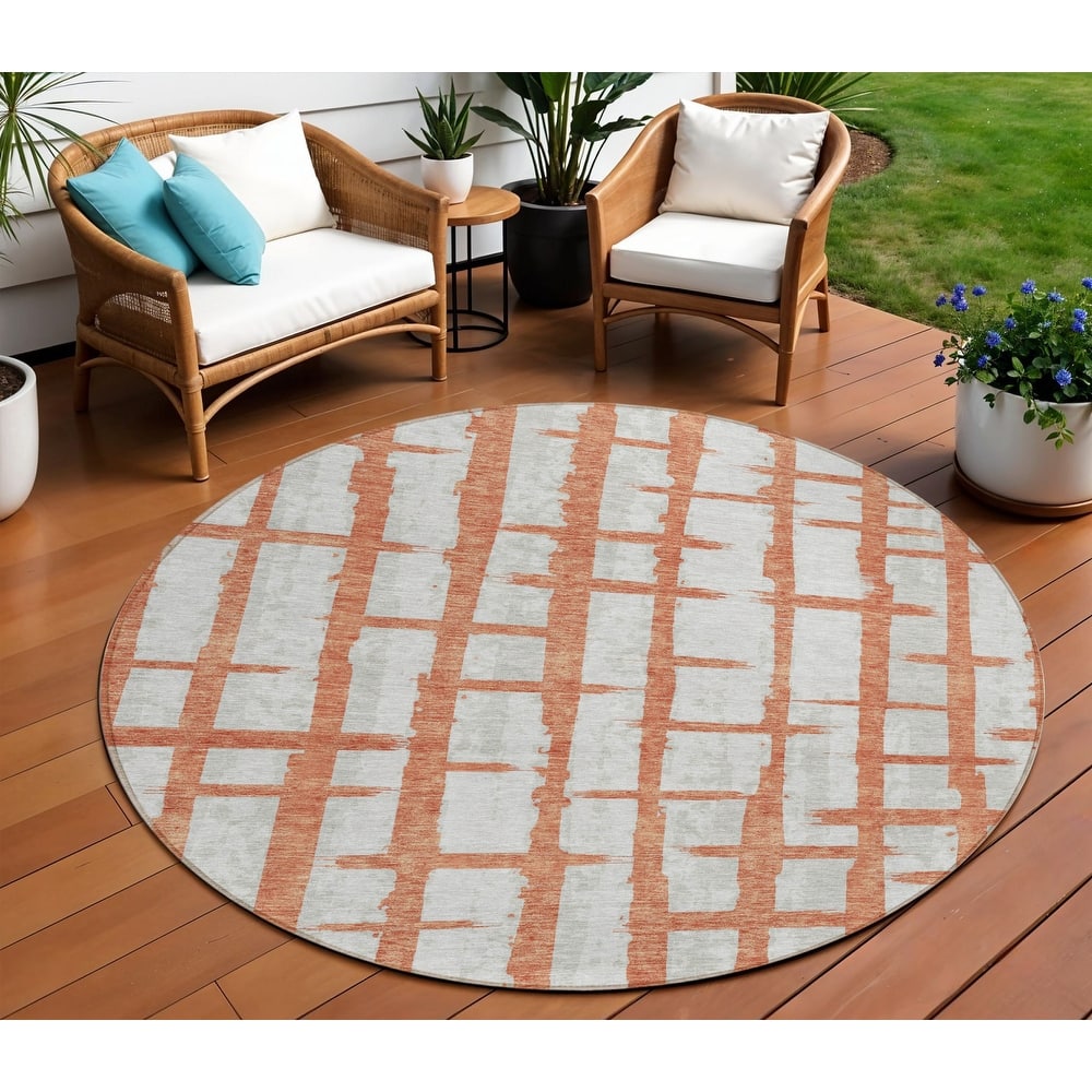HomeRoots Striped Transitional Rectangle Outdoor Rug