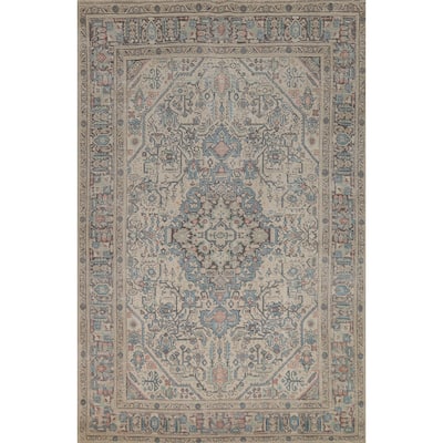 Geometric Tabriz Persian Vintage Area Rug Handmade Wool Carpet - 6'6"x 9'10"