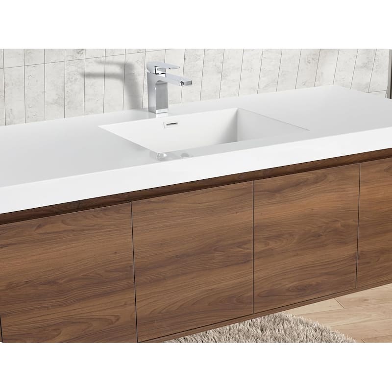 Blossom 60" Wall Mount Vanity with Single Acrylic Sink, Modern Design