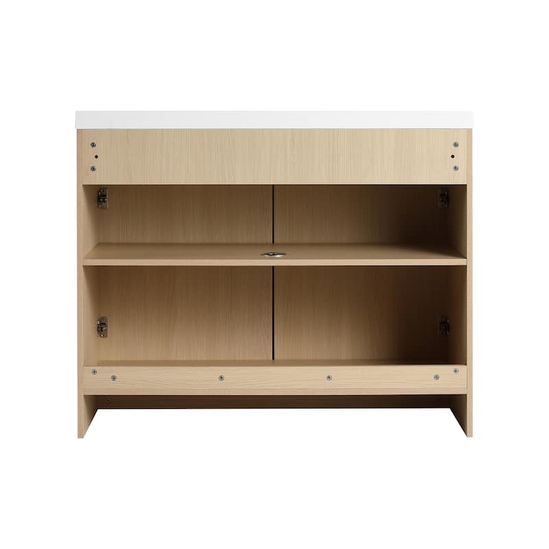 Bathroom Vanity With Resin Sink In 36/42/48 Inch, Freestanding Bathroom Vanity With Soft Close Doors And Shelf