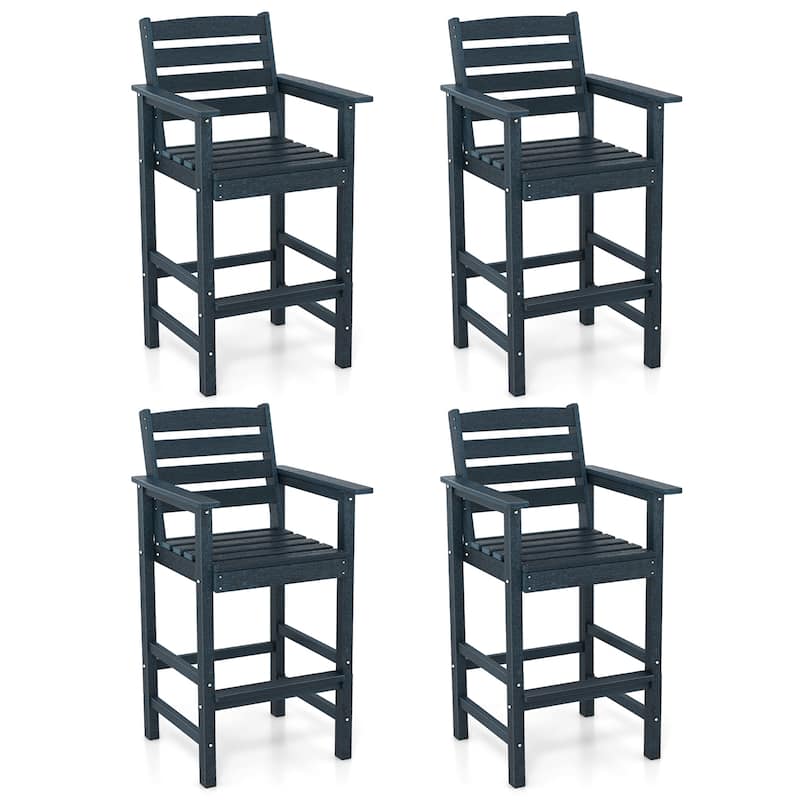 Gymax Patio Bar Stools Set of 4 Tall Adirondack Chair w/ Backrest - Blue