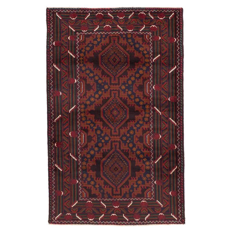 ECARPETGALLERY Hand-knotted Teimani Dark Navy Wool Rug - 3'11 x 6'2