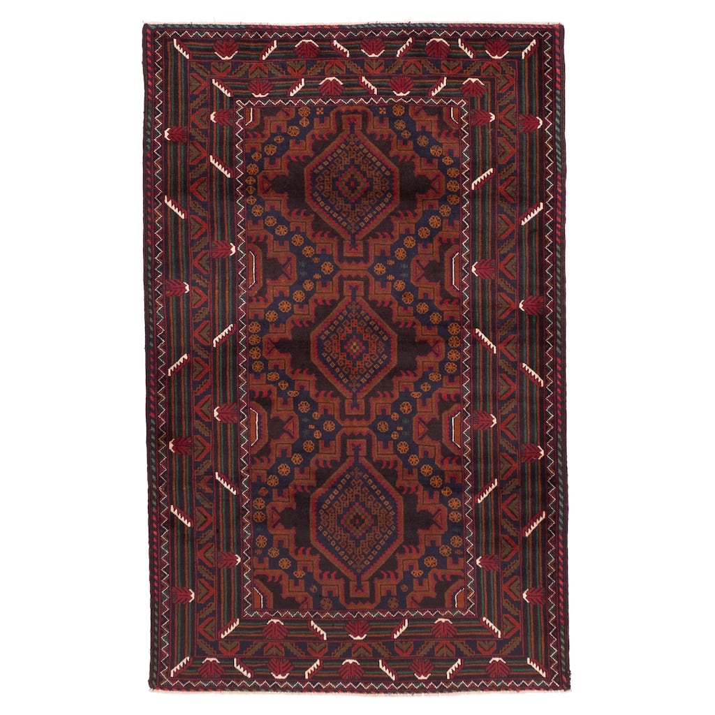 ECARPETGALLERY Hand-knotted Teimani Dark Navy Wool Rug - 3'11 x 6'2