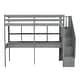 preview thumbnail 14 of 16, Modern Twin Size Loft Bed Frame with Storage Staircase and Double Desks and Shelves