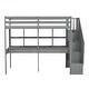 preview thumbnail 17 of 37, Twin Size All-in-One Loft Bed with Double Desk and Shelves, Storage Staircase, Guardrails, Wood Slat Support for Bedroom Dorm