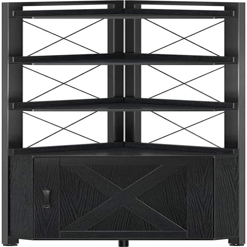 Corner Bookshelf - 12.5"D x 18.9"W x 70.91"H - Black