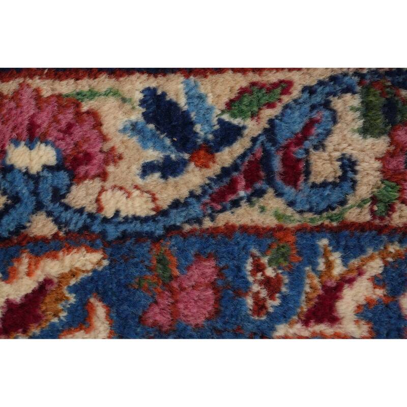 Hand Knotted Oriental 100% Wool Carpet Traditional Floral Red Yazd Area Rug - 13' 7'' X 9' 8''