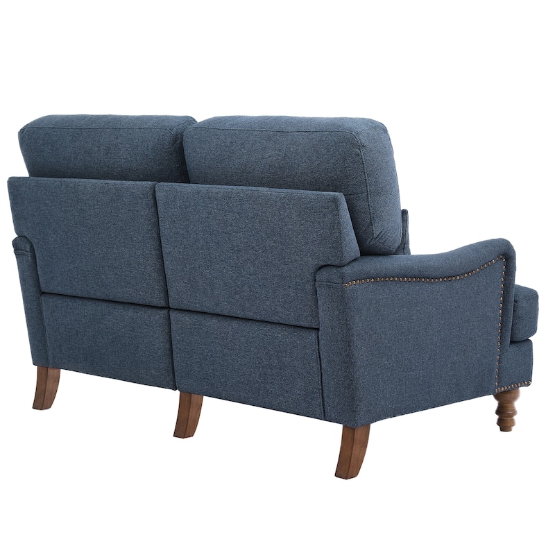 Modern Upholstered 2-Seater Sofa with Solid Wood Legs for Living Room