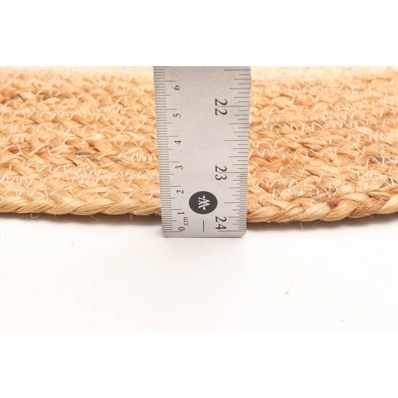 ECARPETGALLERY Braided Weave Palas Denizli Cream Jute Rug - 3'11 x 3'11