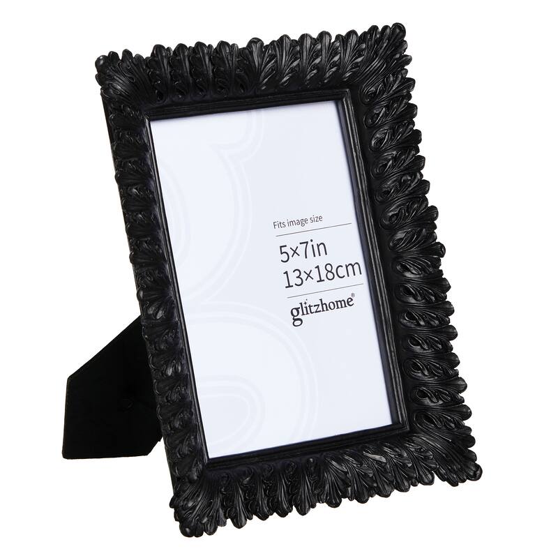 Glitzhome 5x7 Black Resin Wall Hanging or Tabletop Picture Photo Frames Set - 1-Piece