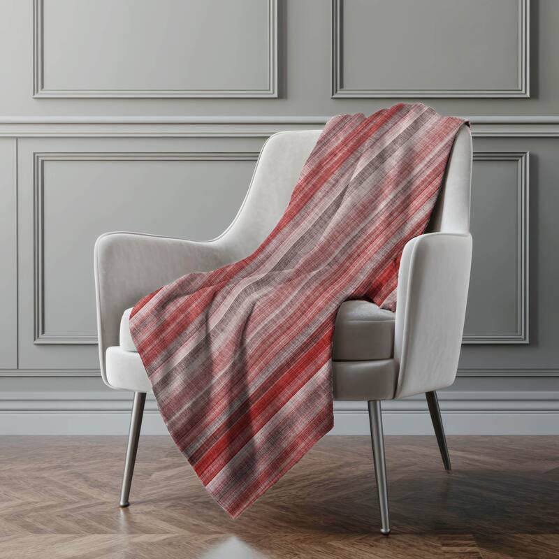 Premium Machine Washable Contemporary Stripe Sherpa Throw Blanket - Red - 4'2" x 5'10"