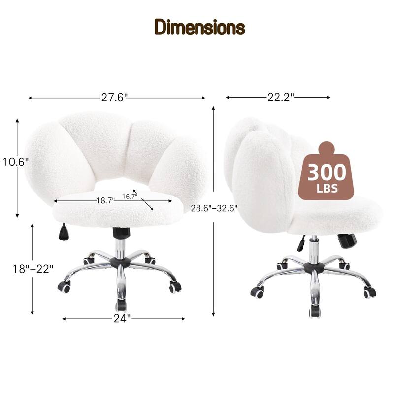 BOSSIN Cloud-Shaped Vanity Chair - Adjustable Swivel Desk Chair with Casters, Office chair for Bedroom, Office & Living Room