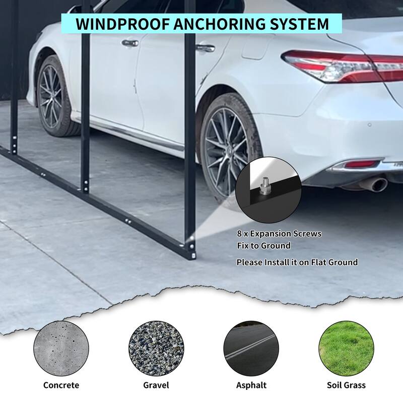 10x15 FT Metal Carport with Enhanced Base and Galvanized Steel Roof, Heavy Duty Outdoor Garage Car Shelter for Car