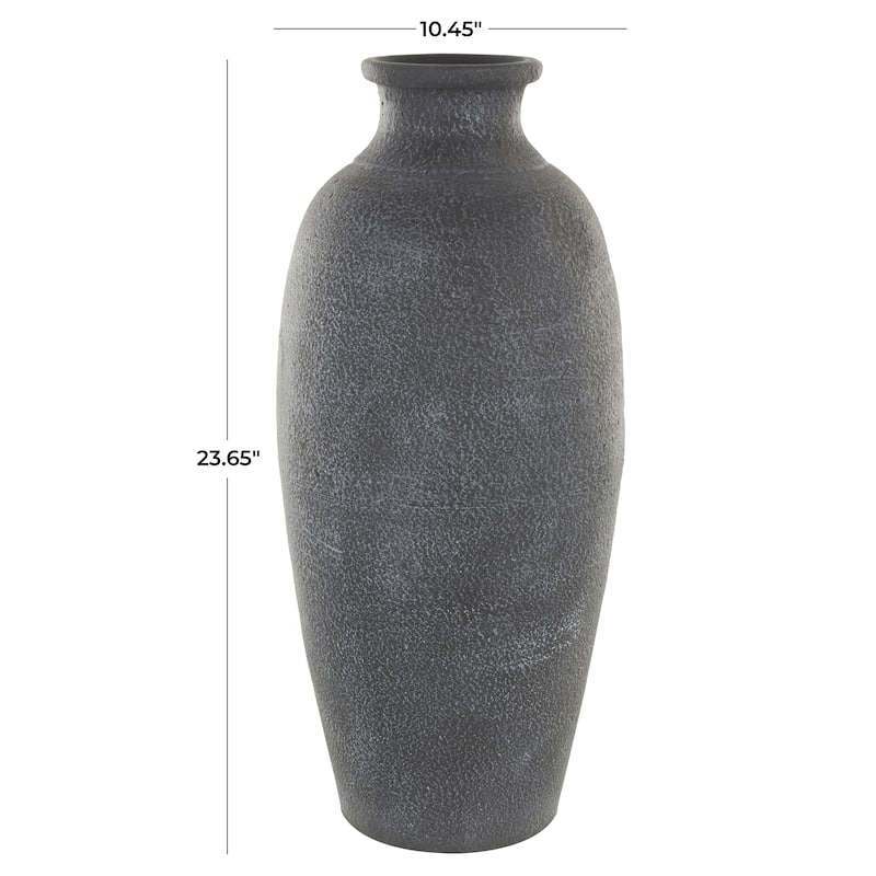 Black Ceramic Textured Whitewashed Vase
