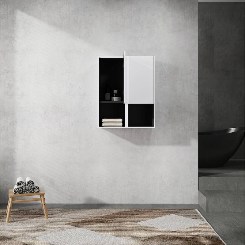 12" Bathroom Side Cabinet,2-Soft Close Doors,Float Mounting Design