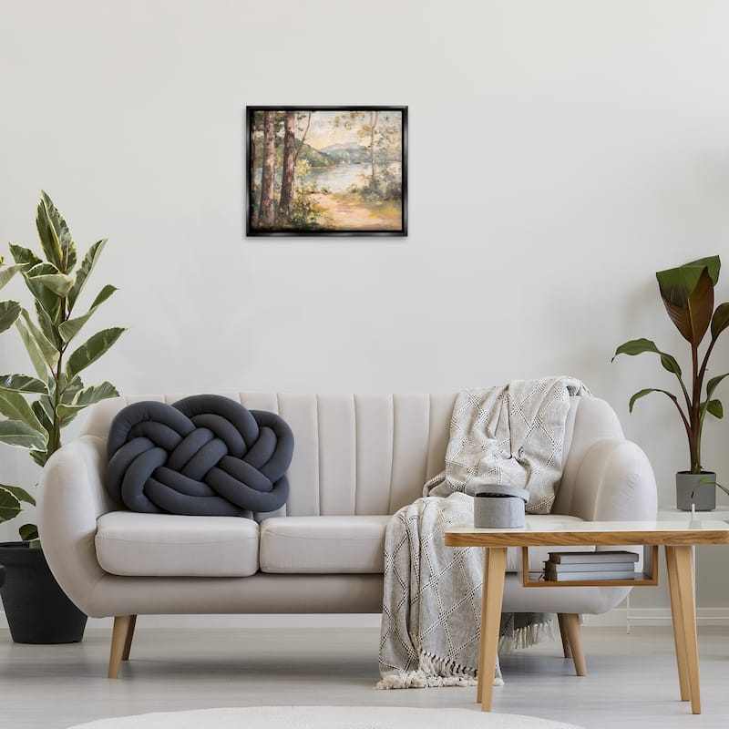 Stupell Peaceful Lakeside Landscape Framed Floater Canvas Wall Art Design By Petal Prints Design