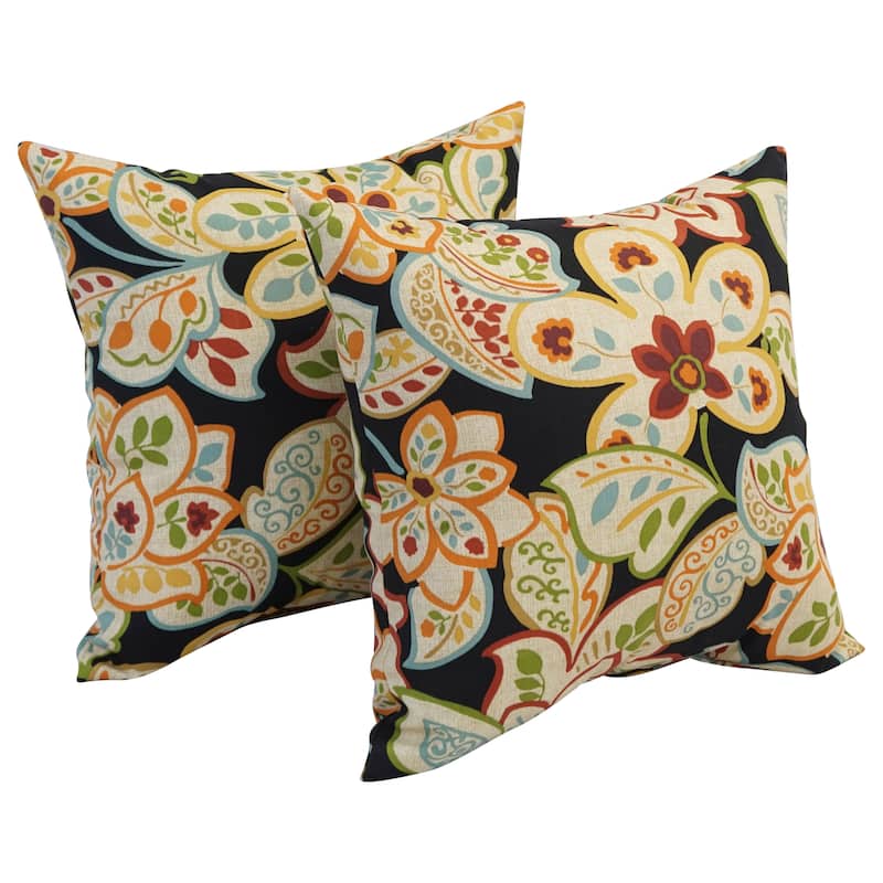 Blazing Needles 17-inch Square Polyester Outdoor Throw Pillows (Set of 2) - Mcdorothee Ebony