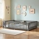 preview thumbnail 37 of 159, Wood Floor Bed with Safety Guardrails and Door Full - Gray1