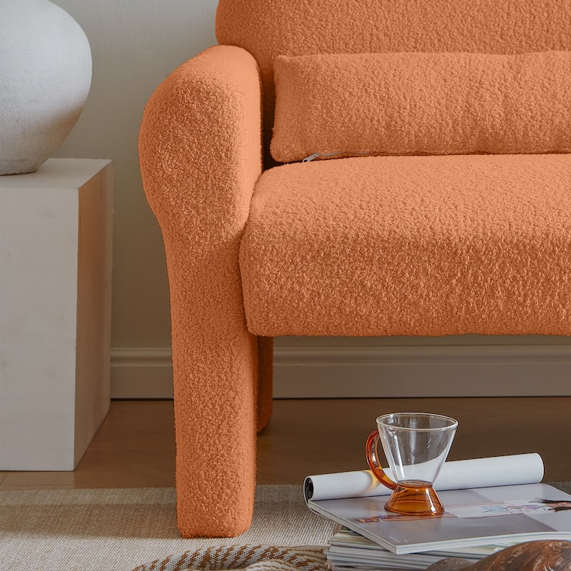 Teddy Fabric Accent Chair with Lumbar Pillow