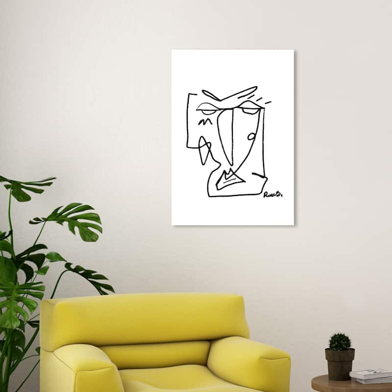Wynwood Studio Canvas Abstract Angled Face II Black and Modern & Contemporary Wall Art Canvas Print - 30 x 20