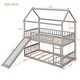 preview thumbnail 17 of 19, Modern Funny Castle House Bed Twin Over Twin Bunk Bed with Roof, Slide, Ladder and Safety Guardrail, Solid Wood Panel Bed