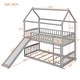 preview thumbnail 11 of 10, Twin Over Twin Bunk Bed House Bed with Slide, Grey